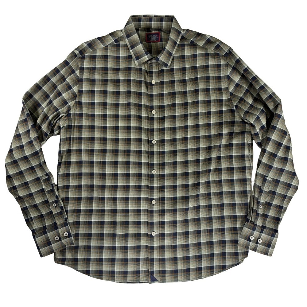 UNTUCKit Lerman WF Mens XL Regular Fit Plaid Wrinkle Free Cotton Shirt